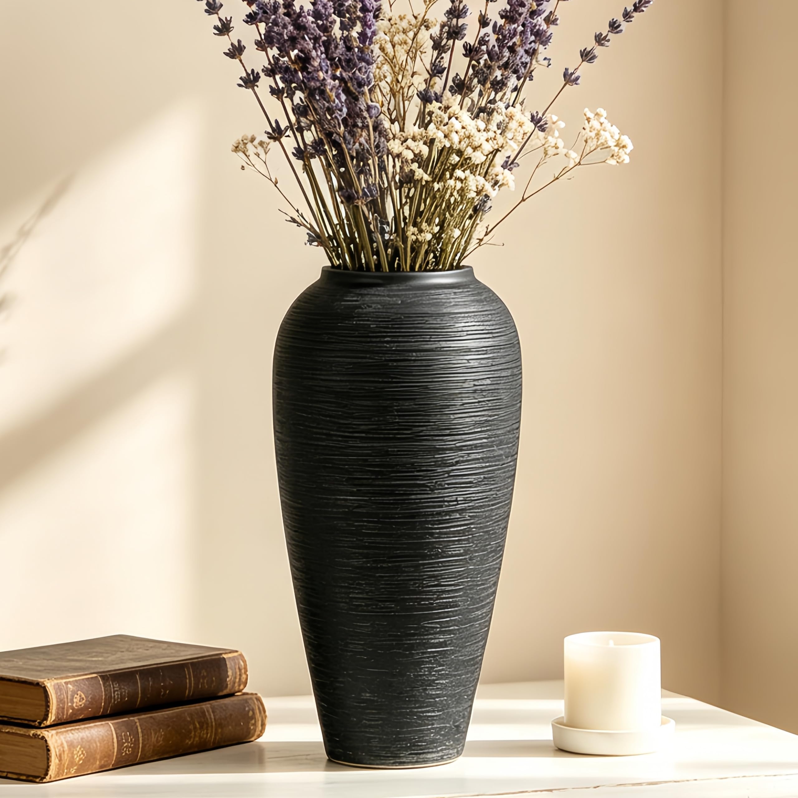 Amazon.com: Black Rustic Ceramic Vase Vintage Large Vases, 13.4